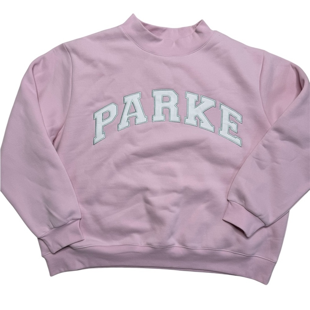 NEW Parke Sprinkle Varsity Mockneck Fleece Sweatshirt Pink Size XXL NWT - Picture 4 of 8